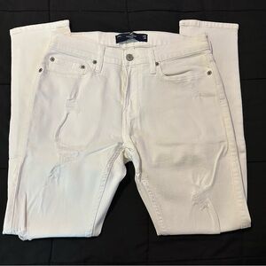 USED Hollister Men's White Distressed Skinny Jeans